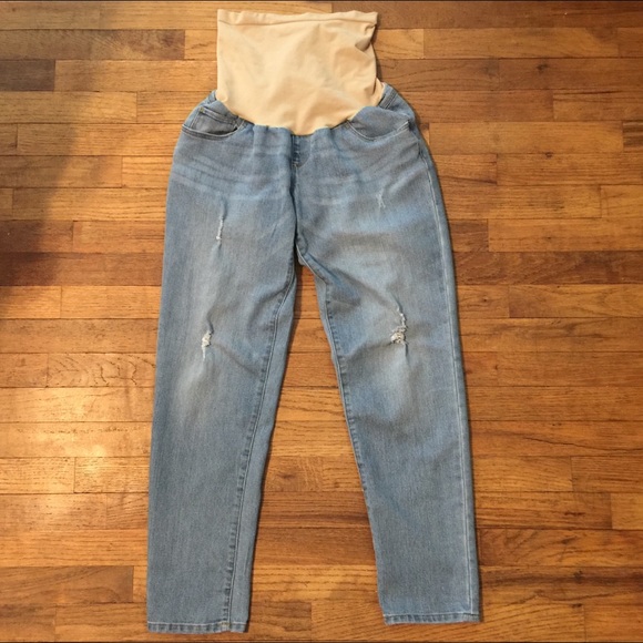 Oh Baby by Motherhood Pants - Distressed Maternity Jeans Size Medium Full Panel